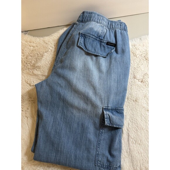 Sanctuary Cargo Pants Utility Womens M Chambray Wide Leg Pull On Blue Lyocell - Picture 7 of 7